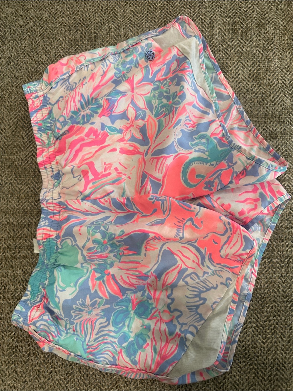Lively Floral Print Women's Shorts - Pink/Blue